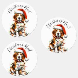 Grappige Beagle Modern Schattigee kerstverlichting Labels