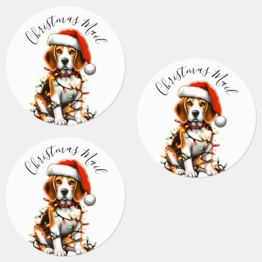 Grappige Beagle Modern Schattigee kerstverlichting Labels (Groep)