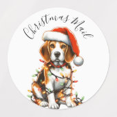 Grappige Beagle Modern Schattigee kerstverlichting Labels (Design 2)
