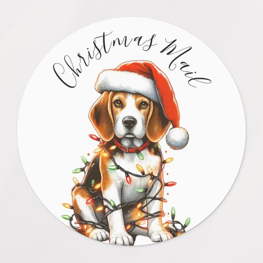 Grappige Beagle Modern Schattigee kerstverlichting Labels (Design 2)