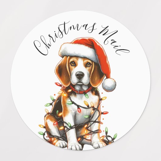 Grappige Beagle Modern Schattigee kerstverlichting Labels (Design 1)