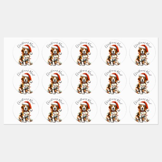 Grappige Beagle Modern Schattigee kerstverlichting Labels (Vel)