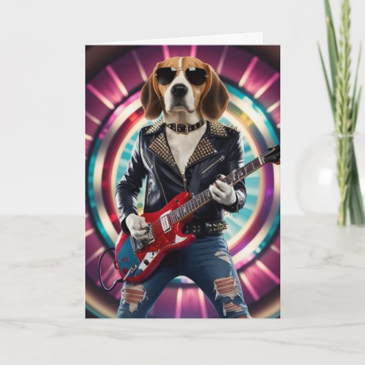 Grappige Beagle Rockster Kaart (Voorkant)