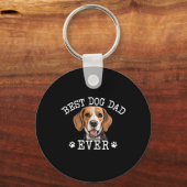 Grappige Beagle Vader Vaderdag Vintage Ooit Honden Sleutelhanger (Voorkant)