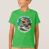 Grappige Bearded Dragon at huiswerk T-shirt (Voorkant)