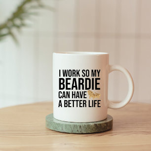 Grappige Beardie Lover werk Quote Koffiemok