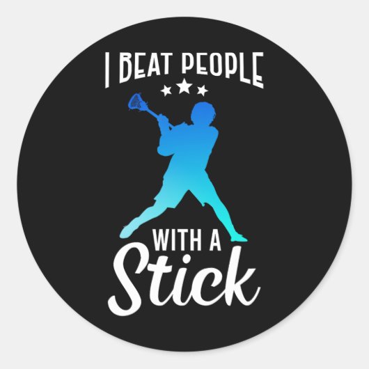 Grappige beat mensen met stick lax stick lacrosse  ronde sticker (Voorkant)