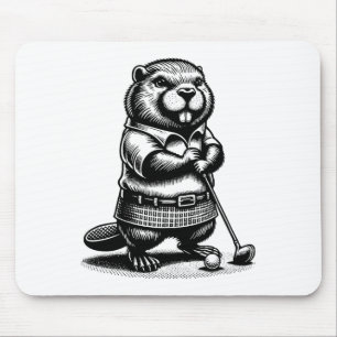 Grappige Beaver Golfer Swing Golfen Knaagdier Spor Muismat