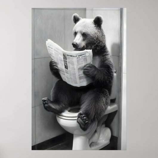 Grappige Beer Badkamer Print, WC Krant Poster (Voorkant)