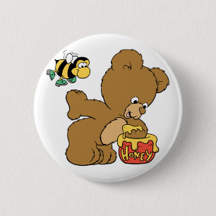 Grappige beer die honing steelt ronde button 5,7 cm