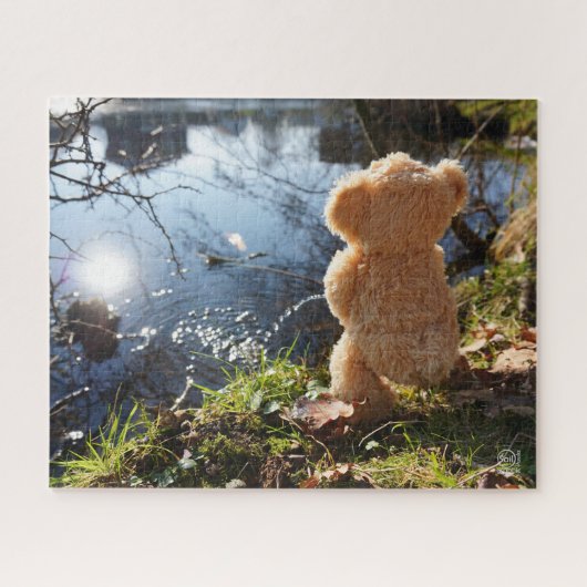 Grappige beer die ondeugend plast. legpuzzel (Horizontaal)