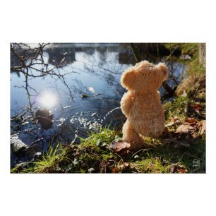 Grappige beer die ondeugend plast. perfect poster