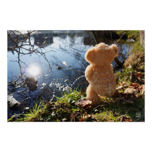 Grappige beer die ondeugend plast. perfect poster (Voorkant)