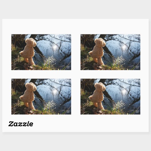 Grappige beer die ondeugend plast. rechthoekige sticker (Vel)