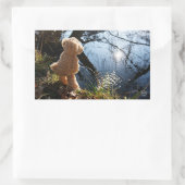 Grappige beer die ondeugend plast. rechthoekige sticker (Tas)