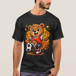 Grappige beer die voetbal speelt en pizza eet t-shirt