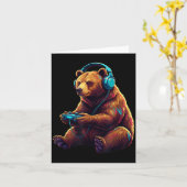 Grappige Beer Gaming Dieren Video Games Beer  Kaart (Gele Bloem)