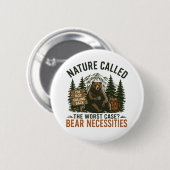 Grappige beer kampeer bord natuur gebeld ronde button 5,7 cm (Voorkant /achterkant)