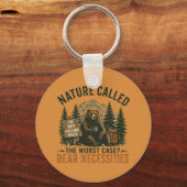 Grappige beer kampeer bord natuur gebeld sleutelhanger (Voorkant)
