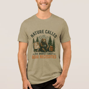 Grappige beer kampeer bord natuur gebeld Tri-Blend shirt