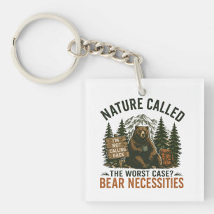 Grappige beer kampeer bord natuur heeft gebeld sleutelhanger