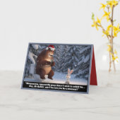 Grappige Beer Kerstmis Kaart (Gele Bloem)