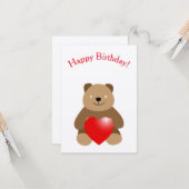 Grappige beer met een hart kaart (Voorkant / Achterkant in situ)