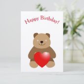 Grappige beer met een hart kaart (Staand voorkant)