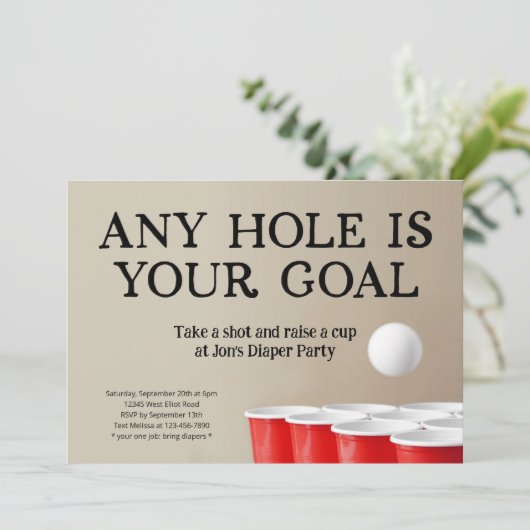 Grappige Beer Pong Luier Feestje Kaart (Staand voorkant)