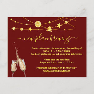 Grappige Beer Wedding Uitstel Aankondiging Post Briefkaart