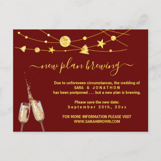 Grappige Beer Wedding Uitstel Aankondiging Post Briefkaart