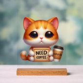 Grappige behoefte koffie kat woord kunst acryl bord (Neutraal)