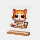 Grappige behoefte koffie kat woord kunst acryl bord (Hoek)