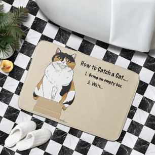 Grappige Beige Calico Kat Doos Humor Vangen Badmat