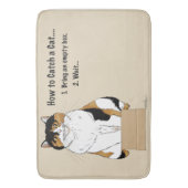 Grappige Beige Calico Kat Doos Humor Vangen Badmat (Voorkant Verticaal)