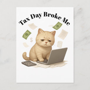 Grappige Beige Minimaal Gestresseerde Kat Belastin Briefkaart