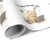 Grappige Beige Minimale Gestresseerde Kat Belastin Cadeaupapier (Rol Hoek)