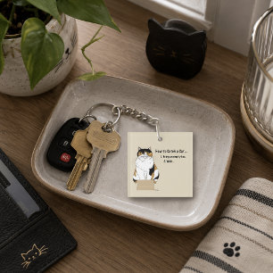 Grappige Beige Schotse Kat Doos Humor Gevangen Sleutelhanger