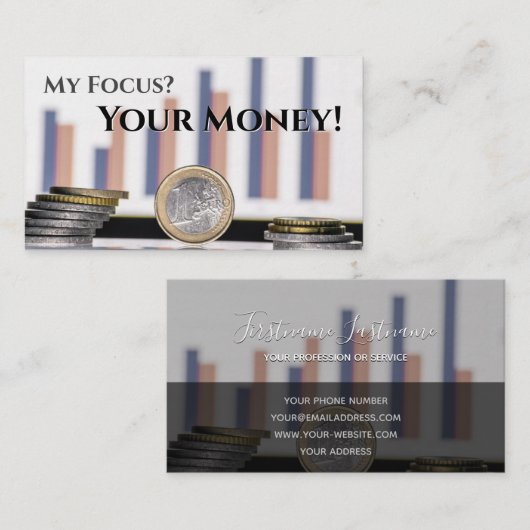 Grappige belastingaccountant valuta financiële exp visitekaartje (Voorkant / Achterkant)