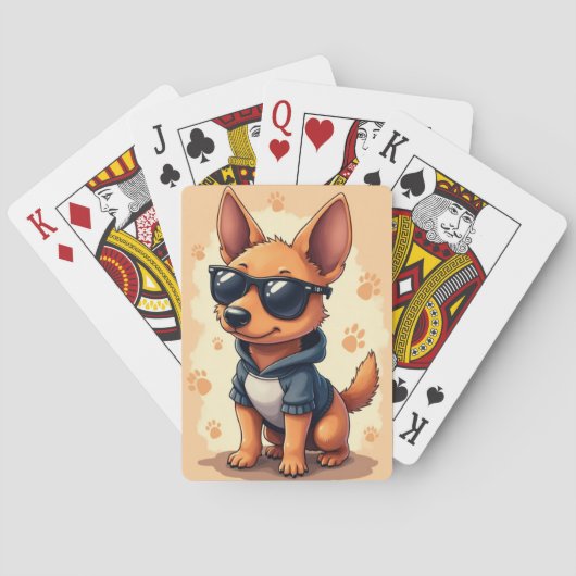 Grappige Belgische Malinois Kawaii Hond Pokerkaarten (Achterkant)