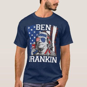 Grappige Ben Drankin 4 juli Vlag van de VS Mannen  T-shirt