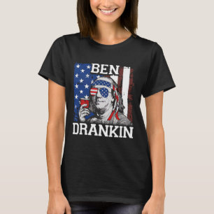 Grappige Ben Drankin 4 juli Vlag van de VS Mannen  T-shirt