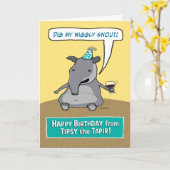 Grappige Beneveld de Verjaardag van de Tapir Kaart (Gele Bloem)