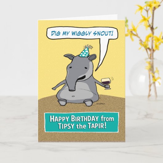 Grappige Beneveld de Verjaardag van de Tapir Kaart (Gele Bloem)