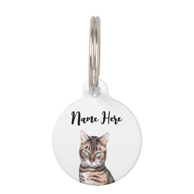 Grappige Bengaalse Kat Huisdierpenning (Voorkant)