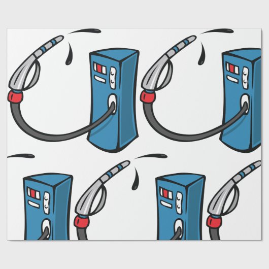 Grappige benzinestation cadeaupapier (Vlak)
