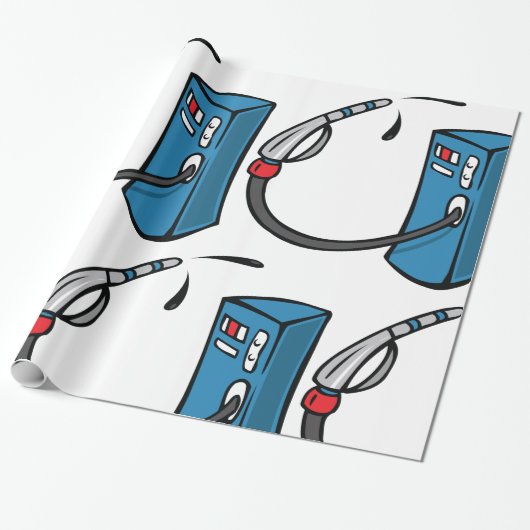 Grappige benzinestation cadeaupapier (Uitgerold)