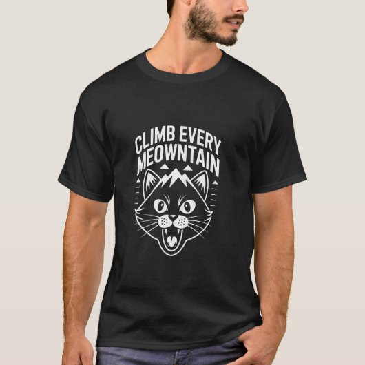 Grappige Berg Wandelende Kat T-shirt (Voorkant)