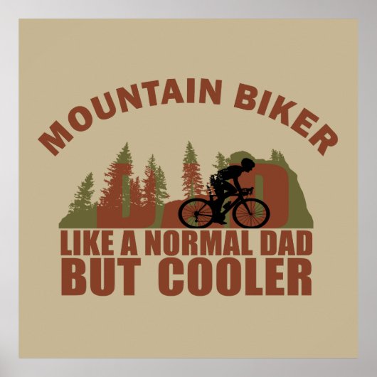 Grappige bergfietsende vader poster (Voorkant)