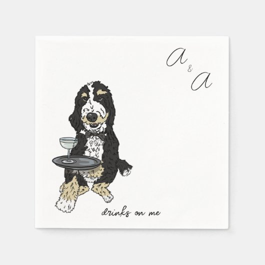 Grappige Bernedoodle cocktail Servet (Voorkant)